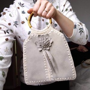 Suede Bamboo Purse | Small Leather Bag